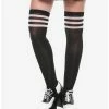 Best reviews of 🔔 Blackheart Black & White Varsity Stripe Thigh Highs 🎁