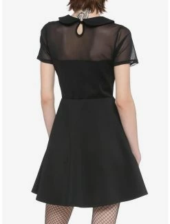 Cheapest 👏 Collared Mesh Panel Skater 👗 Dress ⌛ -Cheap T-shirt Store 16050973 av2