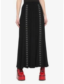Cheap T-shirt Store 42 Flash Sale 😍 Black Hook-And-Eye Maxi 👗 Skirt 🔥