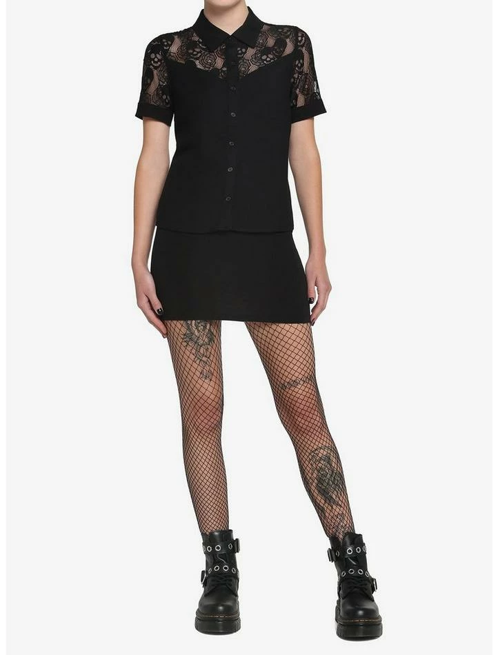 Promo π Black Skull Lace π§ Girls Woven Button-Up β¨ 2 Promo π Black Skull Lace π§ Girls Woven Button-Up β¨ - Image 2
