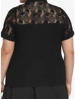 Outlet ⭐ Black Skull Lace 👧 Girls Woven Button-Up Plus Size ⭐ -Cheap T-shirt Store 17558418 av2