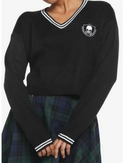 Wholesale 🤩 Skull Crest V-Neck 👧 Girls Sweater 👏