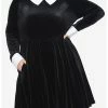 Top 10 ⭐ Black Velvet Cuffs & Collar Long-Sleeve 👗 Dress Plus Size 🎉