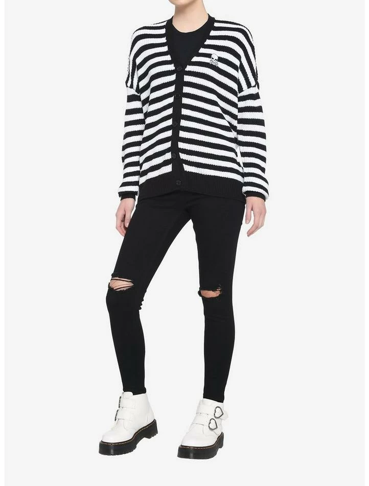 Best Sale ๐ Black & White Stripe Skull ๐ง Girls Cardigan ๐คฉ 2 Best Sale ๐ Black & White Stripe Skull ๐ง Girls Cardigan ๐คฉ - Image 2
