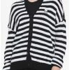 Best Sale 😀 Black & White Stripe Skull 👧 Girls Cardigan 🤩