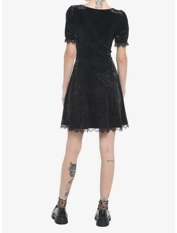Best Pirce π Black Crushed Velvet & Lace Mini π Dress π 3 Best Pirce π Black Crushed Velvet & Lace Mini π Dress π - Image 3