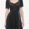Best Pirce 😉 Black Crushed Velvet & Lace Mini 👗 Dress 👏