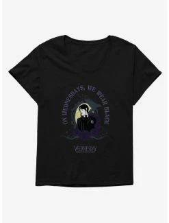 New 😀 Wednesday On Wednesday's, We Wear Black 👧 Girls T-Shirt Plus Size 👍
