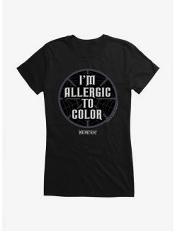 Outlet ⭐ Wednesday I'm Allergic To Color 👧 Girls T-Shirt 😍