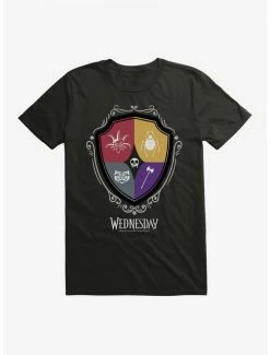 Discount ✨ Wednesday Nevermore Academy Crest Icons T-Shirt 🛒 -Cheap T-shirt Store 20358403 hi
