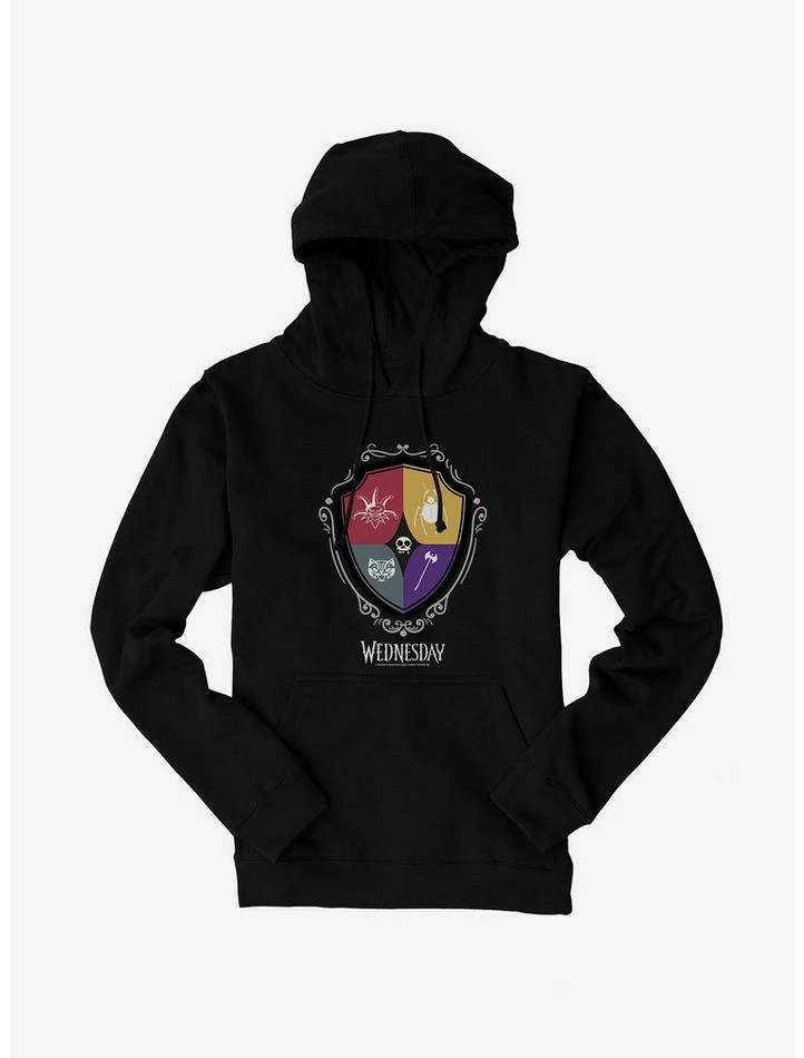 Discount 👏 Wednesday Nevermore Academy Crest Icons Hoodie 😍 1 Discount 👏 Wednesday Nevermore Academy Crest Icons Hoodie 😍
