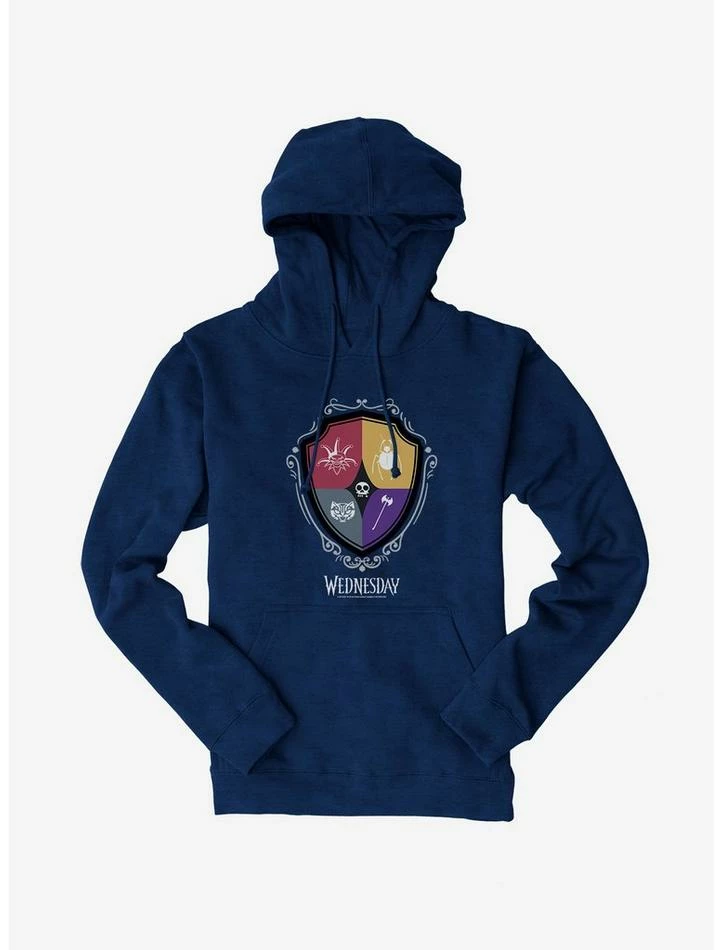 Discount 👏 Wednesday Nevermore Academy Crest Icons Hoodie 😍 3 Discount 👏 Wednesday Nevermore Academy Crest Icons Hoodie 😍 - Image 3