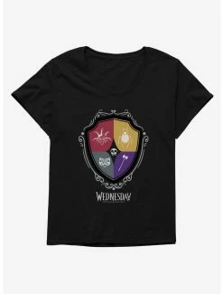 Best Pirce ๐ Wednesday Nevermore Academy Crest Icons ๐ง Girls T-Shirt Plus Size โจ