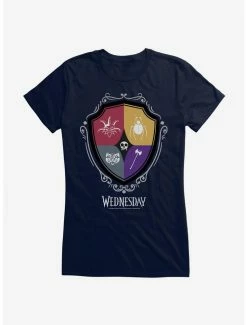 Cheapest 😍 Wednesday Nevermore Academy Crest Icons 👧 Girls T-Shirt 😀 -Cheap T-shirt Store 20358620 hi